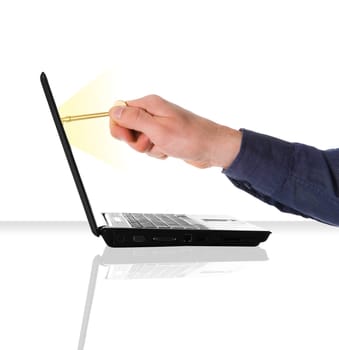 businessman getting network access with a gold key