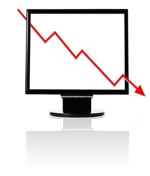 Economic Crisis shown with a red arrow graph on monitor