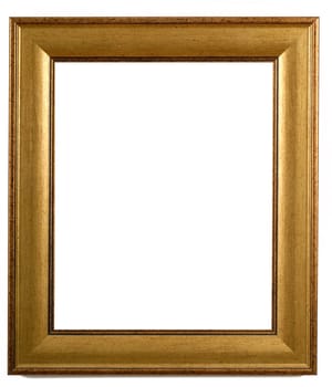 wooden blank picture frame on white background