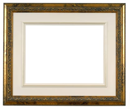 wooden and gold picture frame with a white interior