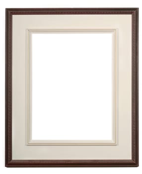 wooden dark picture frame on a whie wall