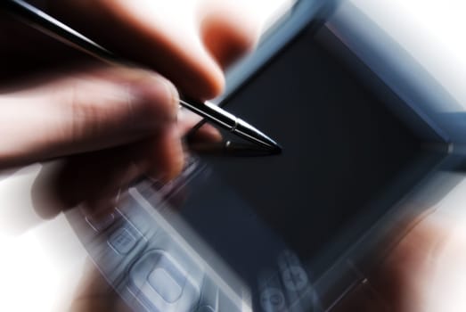 writing an email on PDA with blur action