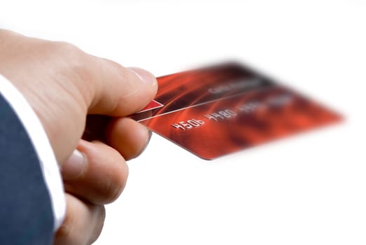 businessman handing over credit card