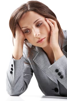 Portrait of a young sleepy businesswoman