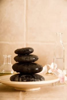 dayspa products like stone for massage and oils