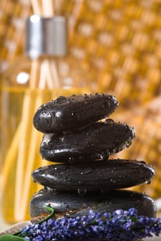 stack of hot stones for lastone massage