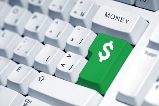 money symbol on the computer keyboard in green