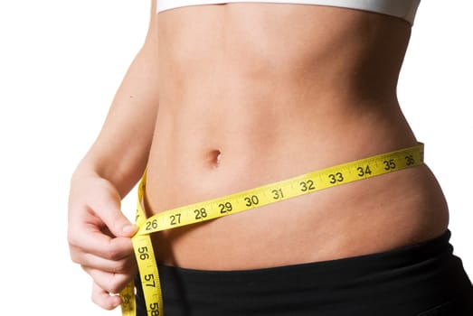 Woman with a tape measure at the waist
