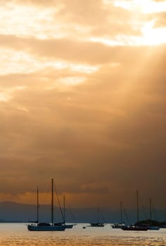 some sail boats in a bay in panama