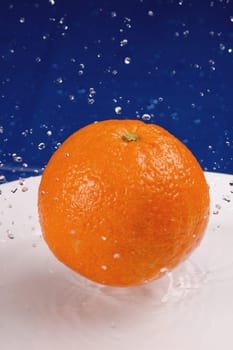single orange splashing