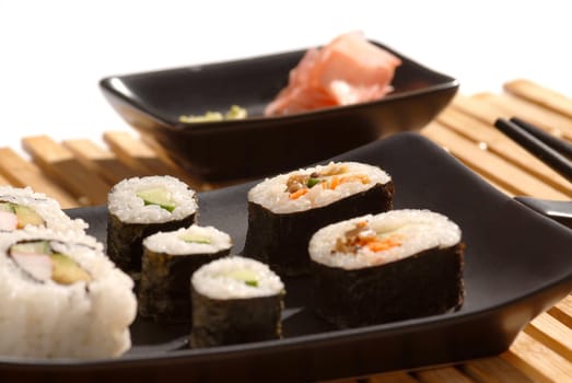 sushi rools on a plate