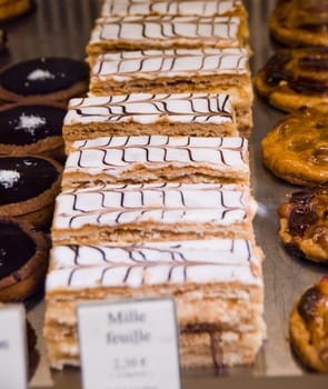 fresh pastries and tarts at a farmers market