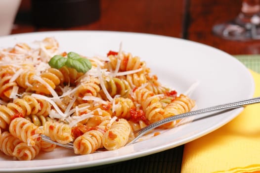 rotini pasta and pesto