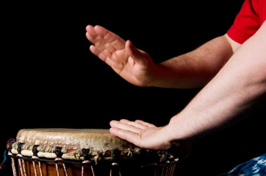one musician playing drums in a studio