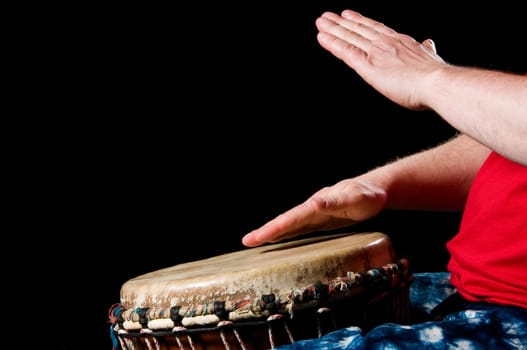 one musician playing drums in a studio