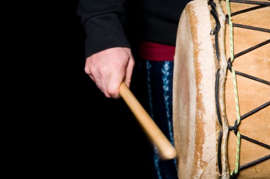 one musician playing drums in a studio
