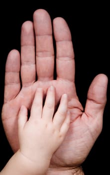 two hands with father and his baby son