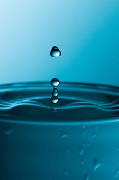 glass of pure water in a blue tone