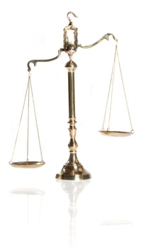 Wooden justice gavel and block with brass