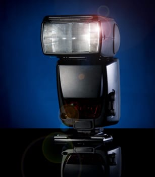 Off Camera Flash with a blue background