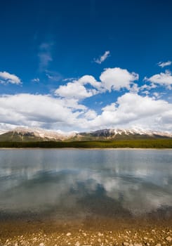 blue lake and some mountain in canada