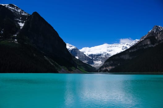 blue lake and some mountain in canada