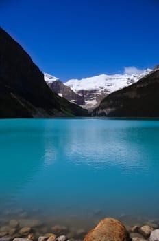 blue lake and some mountain in canada
