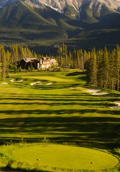 golf course land scape on green grass