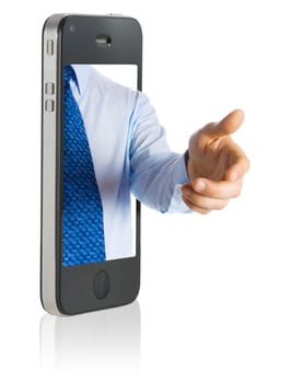 A hand giving a shake from a smart phone