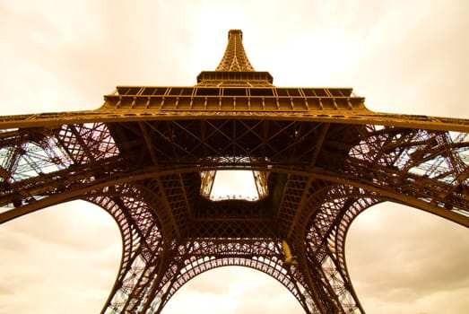 Eiffel Tower in Paris in sepia tone
