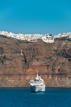 Santorini Island in greek greece village on cliff