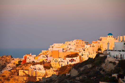 Santorini Island in greek greece village on cliff