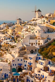 Santorini Island in greek greece village on cliff