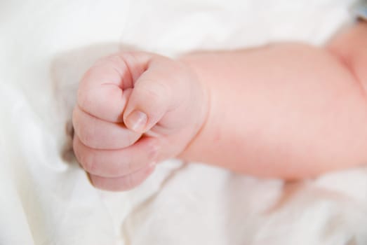 sleeping baby close up of the hand