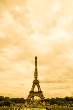 Eiffel Tower in Paris in sepia tone