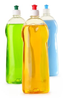Detergent bottles isolated on white