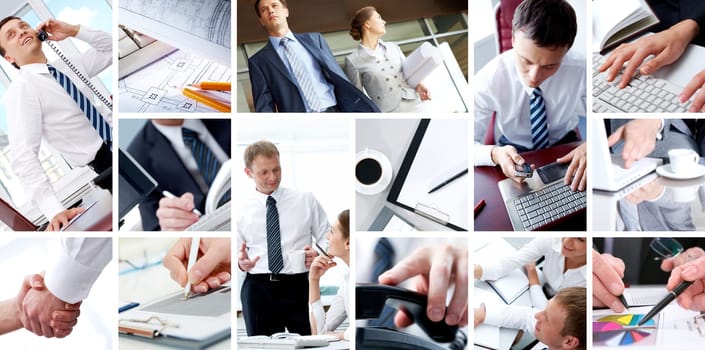 Collage of business teams, technology and partnership concepts