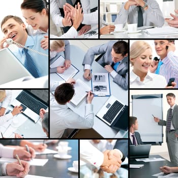 Collage of business people and business objects