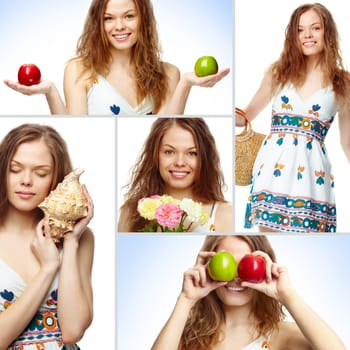 Collage of a pretty girl in sundress