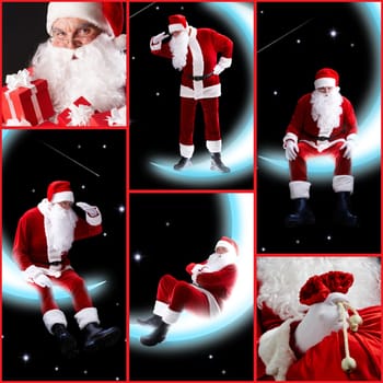 Collage of six image with Santa Claus