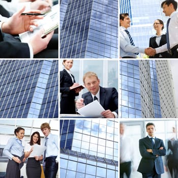 Collage of images with businesspeople in different situations