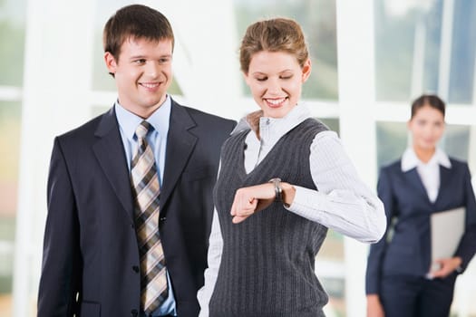 Portrait of executive people waiting for business partner