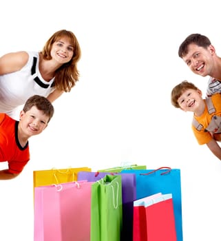 Portrait of family members looking at camera