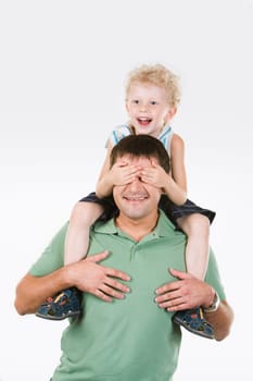 Image of son putting his palms on father's face