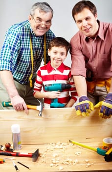 Portrait of a boy, man and elderly man