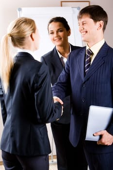 Business people making a perfect bargain with the partner