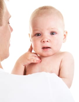 Photo of sweet baby on fathers hands