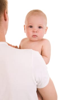 Photo of sweet baby on fathers hands