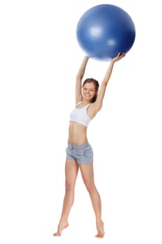 Portrait of a young girl holding gymnastic ball