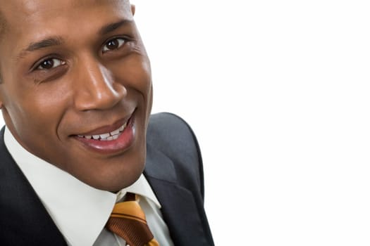 Face of happy Afro American businessman looking at camera with smile